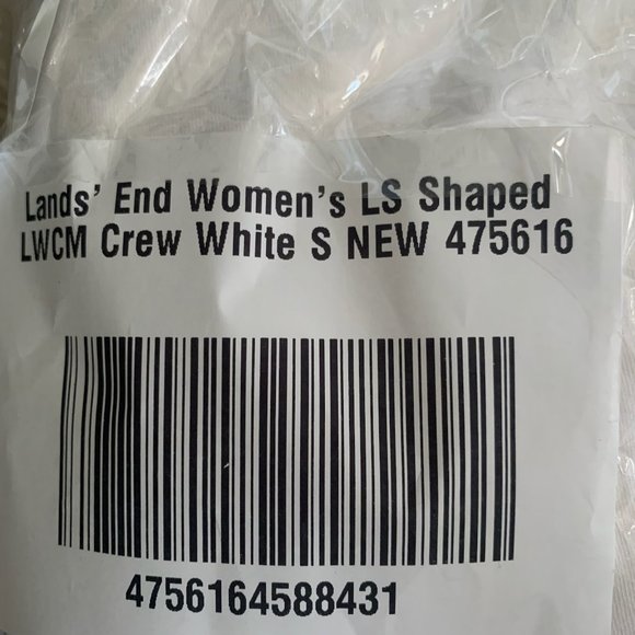 NWT LANDS' END WOMEN'S LONG SLEEVE LWCM CREW TOP WHITE SMALL - Picture 5 of 6